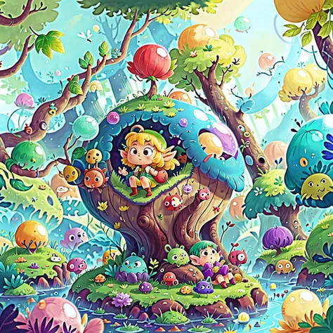 Colorful Bubble Village Bubble Elf Adventure Bubble Forest Color River Bubble Monster Rainbow Mountain Bubble Spring