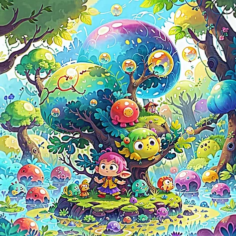 Colorful Bubble Village Bubble Elf Adventure Bubble Forest Color River Bubble Monster Rainbow Mountain Bubble Spring