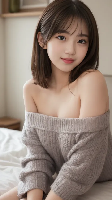 Tabletop, Highest quality, figure, Super detailed, In detail, High resolution, 8k wallpaper, Perfect dynamic composition, Beautiful attention to detail,((Off-the-shoulder clothing:1.5)),Medium Hair, C cup breasts、(slender), Slender , No makeup , Natural co...