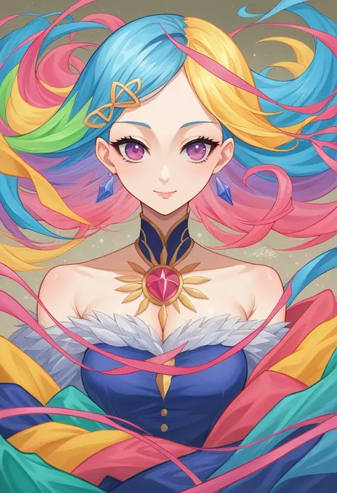 anime girl with colorful hair and a colorful dress, rossdraws pastel vibrant, rossdraws cartoon vibrant, anime style 4 k, beautiful anime portrait, artgerm colorful!!!, ! dream artgerm, beautiful anime girl, anime styled digital art, anime art wallpaper 4k...