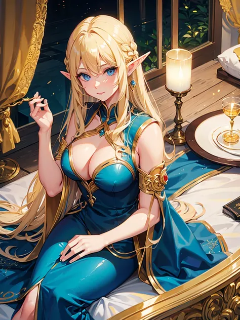 golden hair blue eyes elf milf