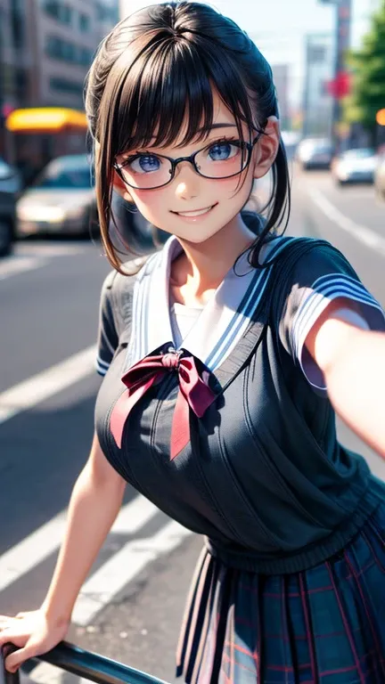 View your viewers,high school girl,Leaning forward,(Random cute clothes),(Random animated poses),(Thin type),(Large Breasts),(Random hairstyle),(Best image quality, (8K), Ultra-realistic, 最high quality, high quality, High resolution, high qualityの質感, Atten...