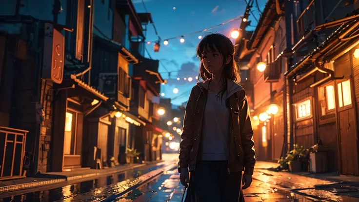 One girl,alone,One girl,alone,((Beautiful fine details)), (Detailed light),Depth of FieldHighest Quality,Ultra-high resolution,One woman,alone,summer, Black shortcuts,Green Eyes,Emotional,Headphones,Fireworks are set off,Movie world view