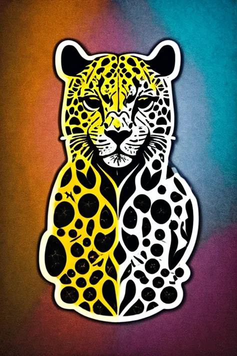 ((Stickers)), ((Symbolism)), logo, (symbol mark), sketch, art, ((Cheetah)), colorful, Contrast, detailed, Close-up, face, eye, Spotted pattern, details, sharp, beauty, expression, Proximity, force, simple