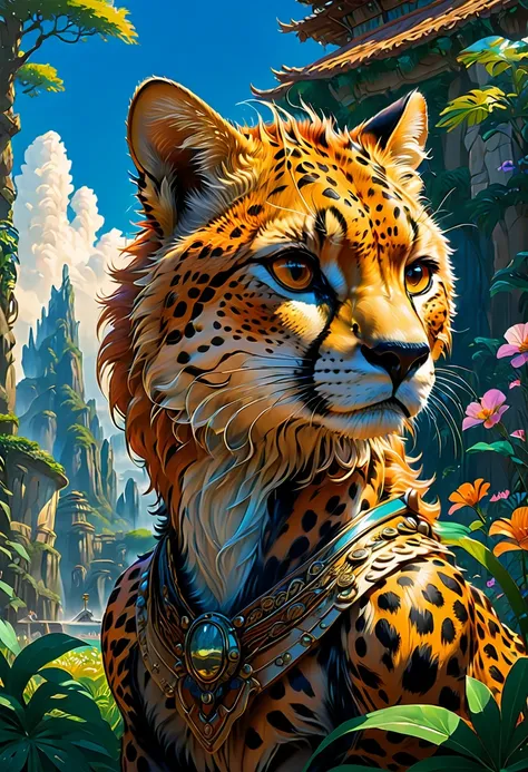 A Cheetah, Zootopia, by Studio Ghibli, best quality, masterpiece, very aesthetic, perfect composition, intricate details, ultra-detailed