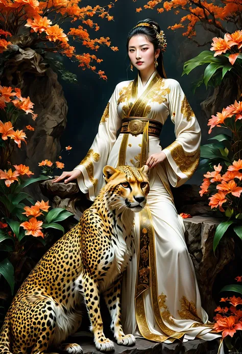 A Cheetah, by zhang daqian and Gu_An and Lü_Ji and Zhang Jingna and wenjun lin, best quality, masterpiece, very aesthetic, perfect composition, intricate details, ultra-detailed