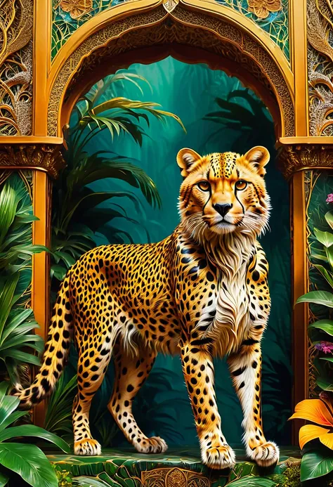 A Cheetah, by Wes Anderson, best quality, masterpiece, very aesthetic, perfect composition, intricate details, ultra-detailed