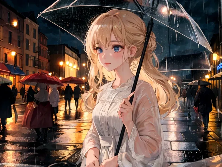 4K, 8K, masterpiece, Highest quality, Upper Body, One girl,city, night,rain