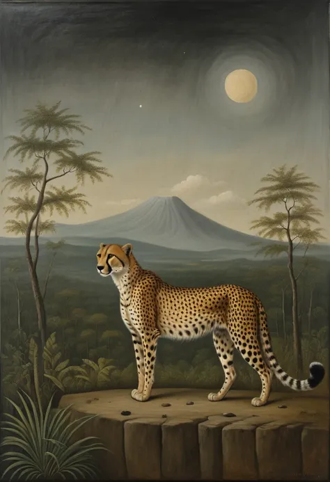 A Cheetah, by Gertrude Abercrombie, best quality, masterpiece, very aesthetic, perfect composition, intricate details, ultra-detailed