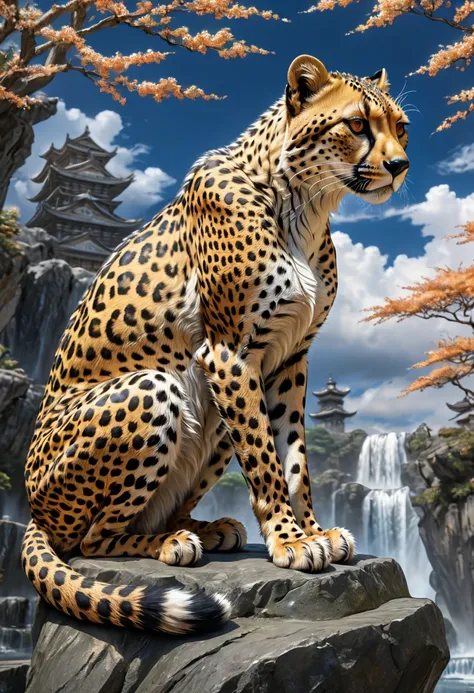 A Cheetah, by Yoshiyuki Tomino, best quality, masterpiece, very aesthetic, perfect composition, intricate details, ultra-detailed