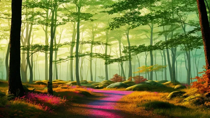 colorful futuristic forest