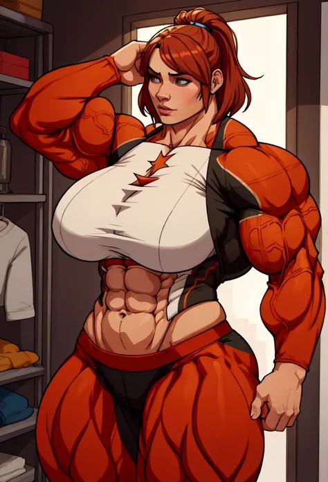 huge mom woman with muscles hard abs full of energy  max life is strange 