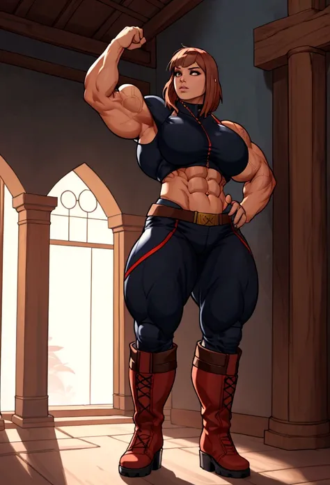 huge mom woman with muscles hard abs full of energy long boots  max life is strange 