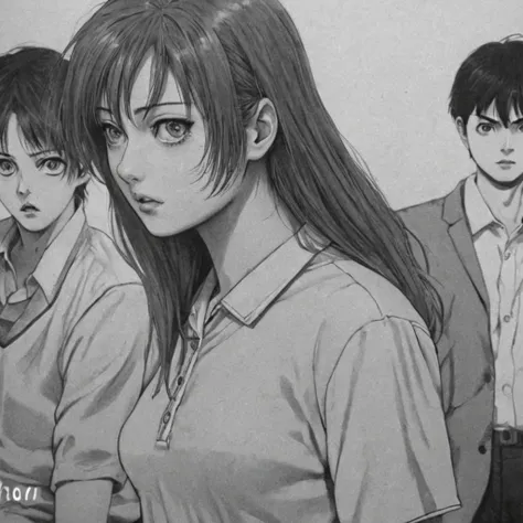 playing golf, (anime), bizarre scenario, This is Junji, Yusuke Murata, black and white, 8K, anime, horror