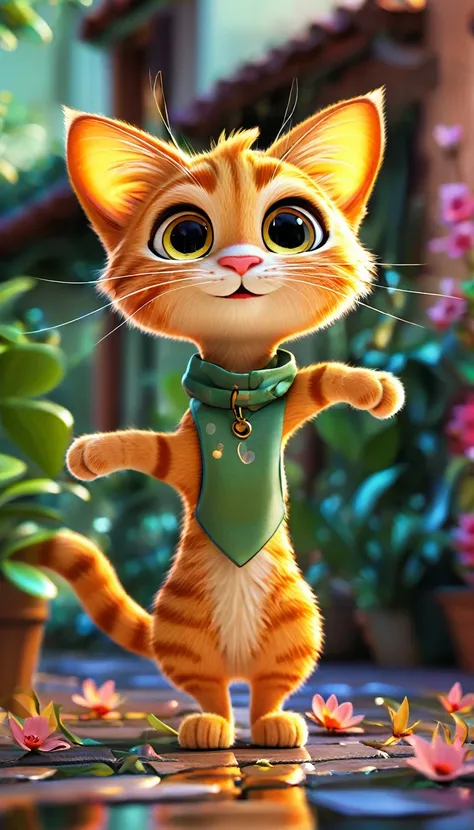 cartoon orange cat, adorable digital painting, cat ears,cute cat, cartoon, looking at viewer, cute eyes, hands, cartoon, hands, ...