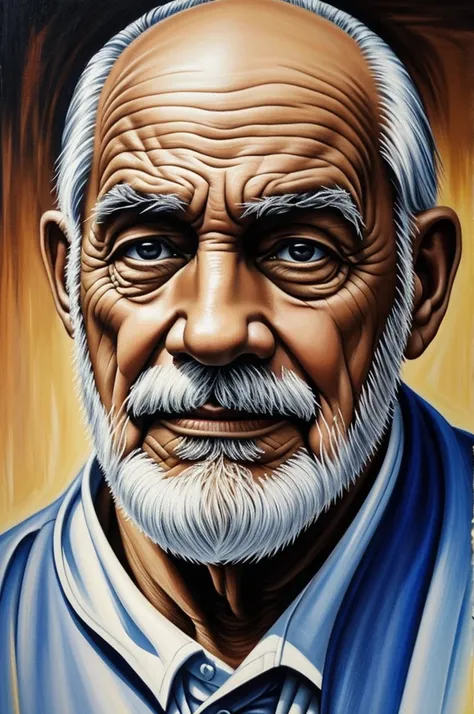 Old man wrinkled art painting borrco