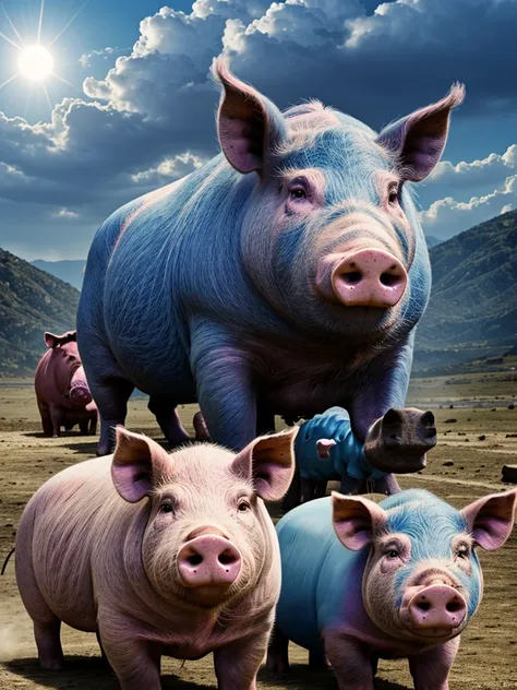 The pig titan the largest of the pigs the pig titan a large pig the largest of the pigs is a demonic pig god with two large blue pigs and there are three large pigs Titans gods of all pigs and all heavy metal