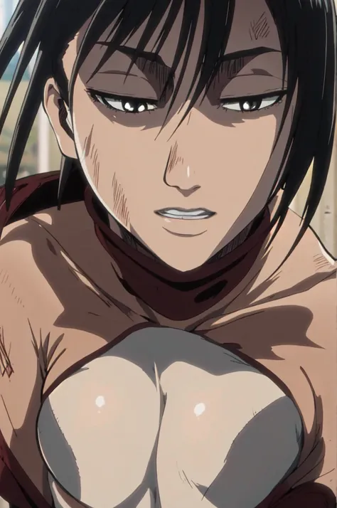 1girl,ultra high details, ultra high auality,(highly detailed face)1.2,(high quality of face)1.3,Mikasa Ackerman,highly detailed abs,perfect female anatomy, best quality of shadows,highly detailed muscles,beautiful face,volume shadows