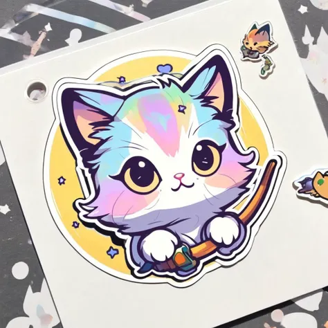 sticker art, kitten