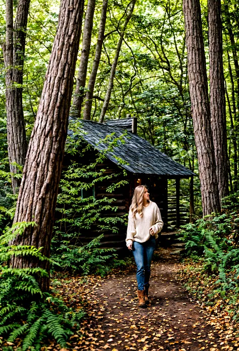 a young 22 year old white woman with dirty blonde hair, living in a rustic cabin in the woods of vermont, as she embarks on a jo...