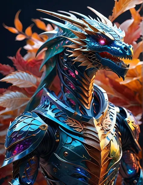 Complex 3d rendering ultra-detailed dragon scale head , biomechanical robot, simulated 150mm shot, beautiful natural soft edge light, crystal , roots, delicate leaf lace, colorful details, piercings, intricate details, mesh threads, mandelbro fractals, bod...