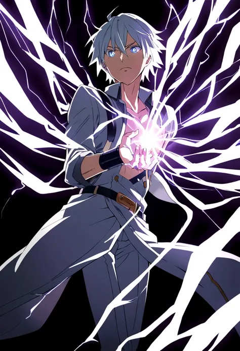 2D anime boy with powers to create and control lightning 