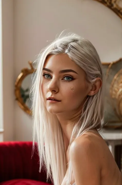 1 female, super beauty, (realistic:1.8), raw photo, white hair, medium-long hair, gray eyes, detailed eyes, detailed skin, sexy ...