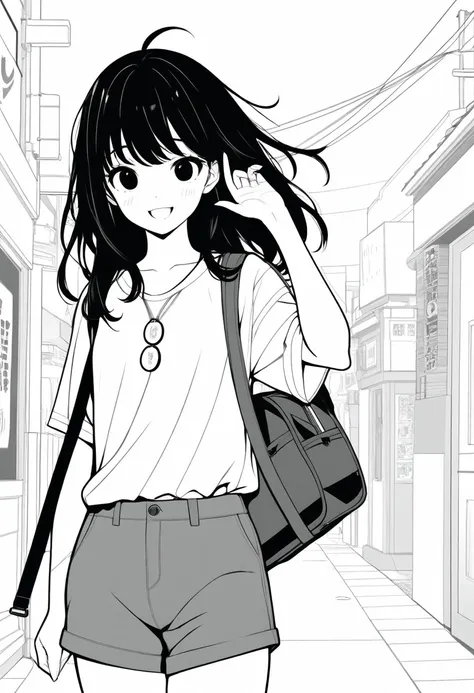 ​masterpiece, best quality, 1girl, jyt:4, grayscale, style: manga, japanese, chi no wadachi, black eyes, street, iced, black hai...