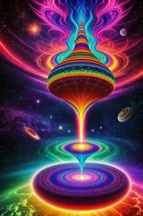 psychedelic cosmic surreal depiction of the higher power of the universe