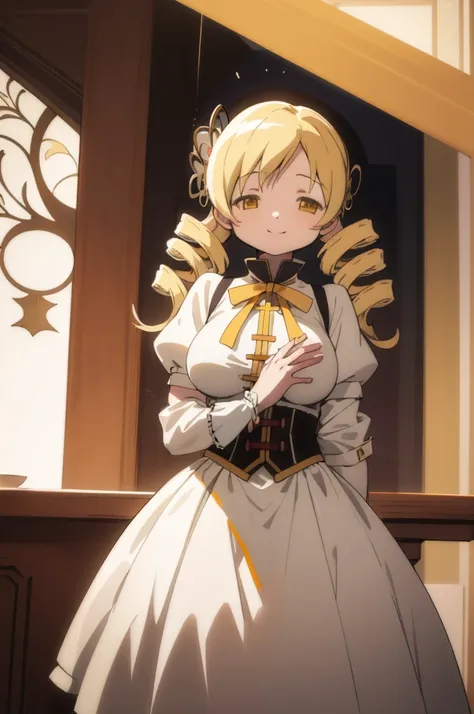 (masterpiece, best quality), 1girl, mami tomoe,standing,nsfw,indoor,smile,big breasts