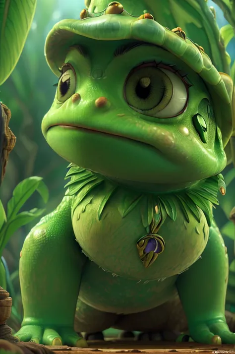 (giant frog prince on a beanstalk,highly detailed, cinematic lighting, fantasy art, 4k, ultra-detailed, realistic, photo-realistic, beautiful detailed eyes, beautiful detailed lips, extremely detailed eyes and face, long eyelashes, beautiful vibrant colors...