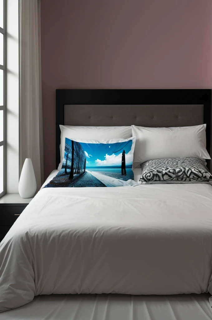 Use a design that represents the duality between reality and perception, as contrasting images of sleep and wakefulness, or optical illusions that challenge visual perception.Includes visual elements such as an alarm clock, an unmade bed and a blurry or su...