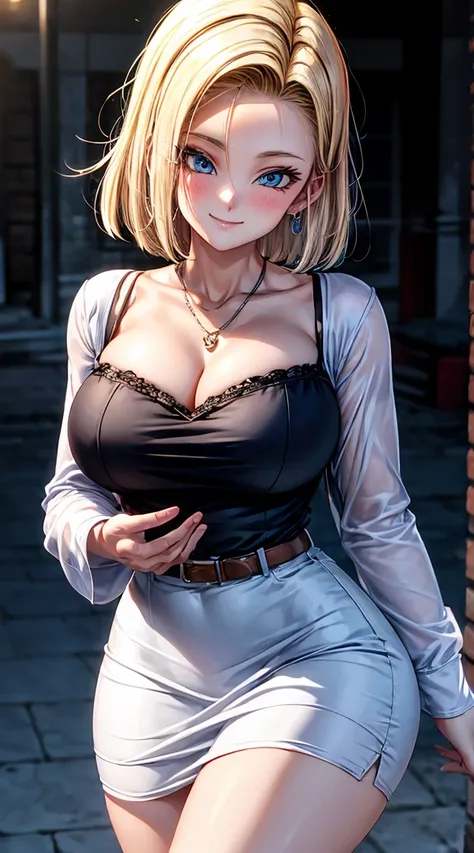 Fille sexy, large breast, roof of a hotel, sun set, seductive, chemise blanche, cheveux blonds, blue eye, detailed eyes, hourglass _forme du corps, Ultra detailed, 4K Ultra HD, smiling, flirty smile, blushes, jewels, 比基尼,