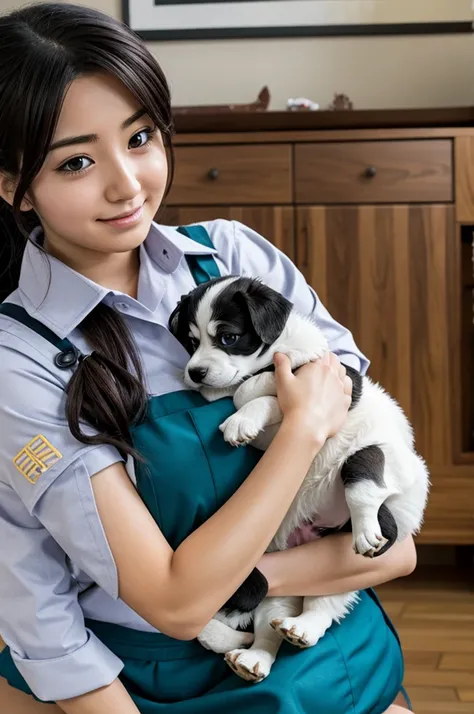 Eri from boku no hero with a puppy 