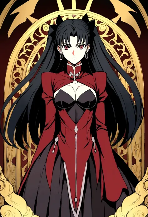 Tohsaka Rin de Fate Stay Night, traje archer emiya fate, servant clase archer, gothic style, cuerpo completo