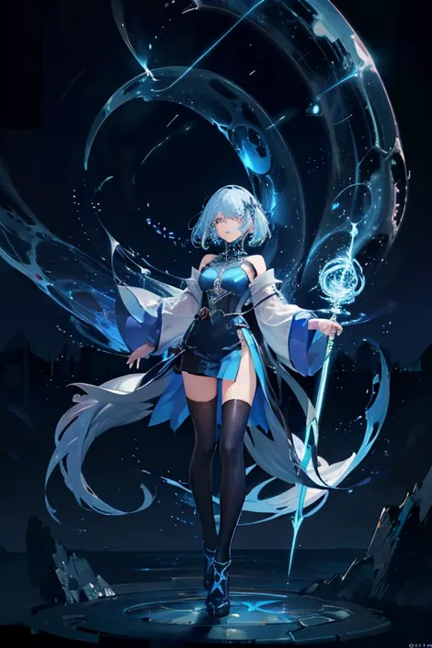 Niji mode.  Full body.  Ethereal sorcerer secret agent, elegant thin suit with fluid luminous white glowing magic circuits, celestial explorer emerging from a portal.  Holding a longsword with glowing magic writings and long handle, glowing tattoos, magic ...