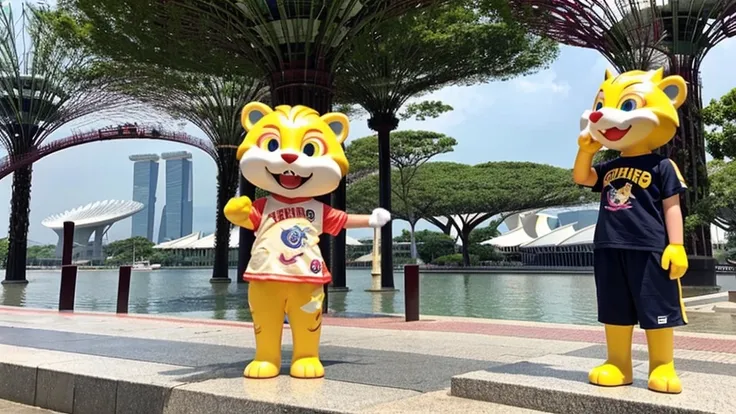 Singapore、mascot character、Marina Bay Sands、Merlion、１commemorative photo、