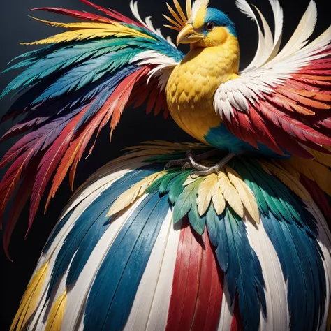 A beautiful bird with large feathers and the colors of the Uruguayan flag 