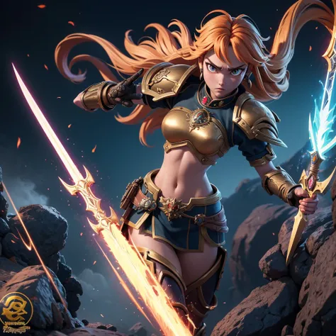 An Epic Fantasy Masterpiece in 8K Anime Digital Art Style, Inspired by Warhammer 40k, Featuring a Battle Sister of the Fierce Goddess, Wielding a Thundering Power Sword, Dressed in Elegant Space Marine Armor adorned with Intricate Engravings, Ready for Com...