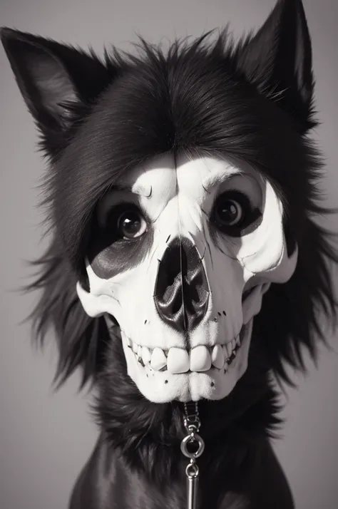 Skull dog with fur