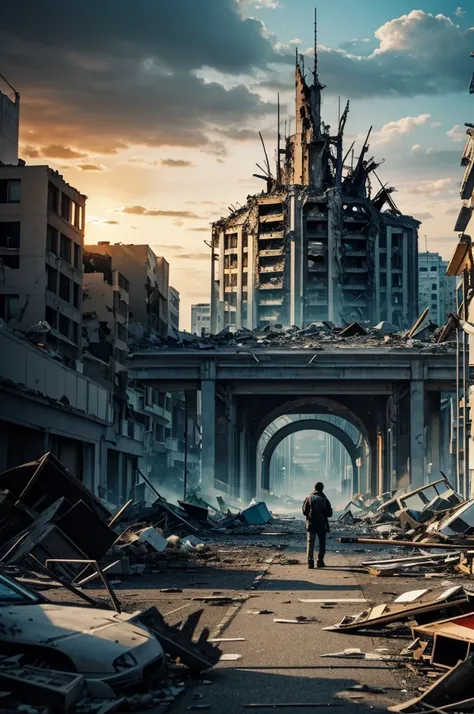 Create the image of a destroyed city 