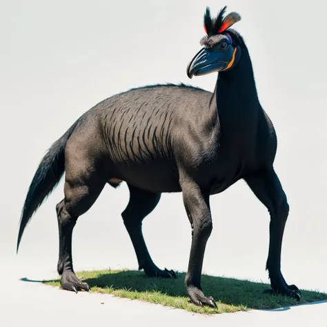 Big Animaly, cassowary mixed with great dane, yellows skins, Grassroots background, (white background simpleks)