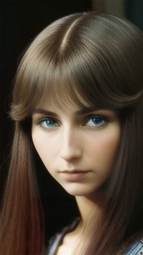 color photo beautiful Abramowicz woman loose hair focus on their face.