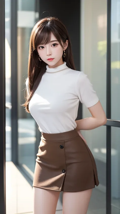 The whole body of a cute woman wearing a micro mini skirt、masterpiece，Photorealistic，Ultra high definition，Highest quality，