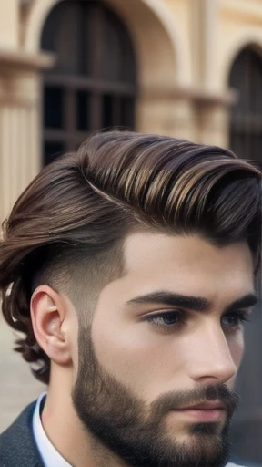 color photo judaean  men in Stylish hair, focus on their face.