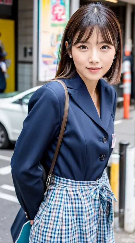 ((Highest quality)), ((masterpiece)), (detailed), Japanese,Street Corner,Beauty,Office Lady