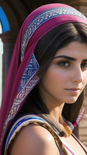 color photo beautiful  judaean woman, focus on their face.