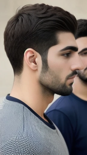 group of men lebanese beautiful  in sweatshirt in short hair focus on their face.