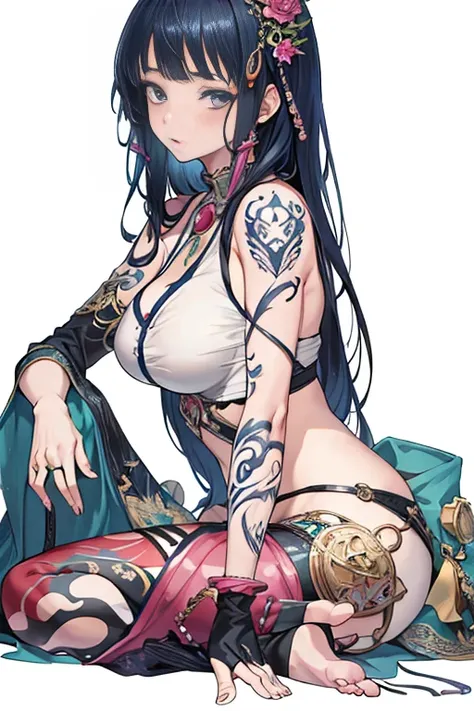 Close up portrait of woman with tattoos on her body, Anime characters; Full Body Art, Inked and colored, Enchanting anime girl, [ 4k digital art ]!!, Beautiful and attractive anime woman, By Kentaro Miura, アニメ女性のFull Body Art, Beautiful and detailed anime ...