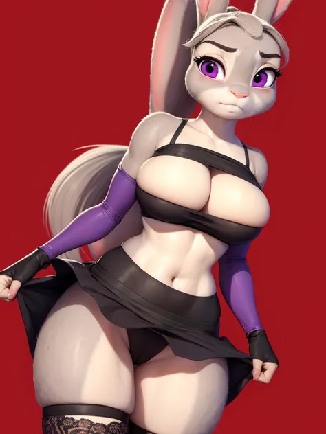 best quality,
masterpiece,
3D anime,
(((solo))),
(((1girl))),
(((Face is JudyHopps))),
(long ears like a rabbit:0.8),
Heir is in a ((ponytail)) style,
bang is feather ((bangs)),
((Her eyes color is purple)),
7 head and body,
lace lingeries outfit,
The uppe...